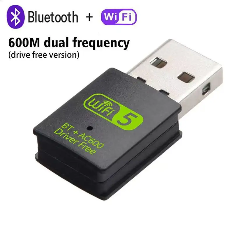 USB Wireless Wifi/Bluetooth Adapter 600Mbps Wifi Dongle Dual Band 2.4G/5G Wi-Fi Receiver for Laptop PC